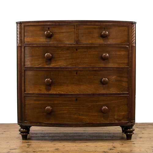 Antique Mahogany Bow Fronted Chest Of Drawers
