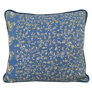 Blue & Yellow Sari Cushion