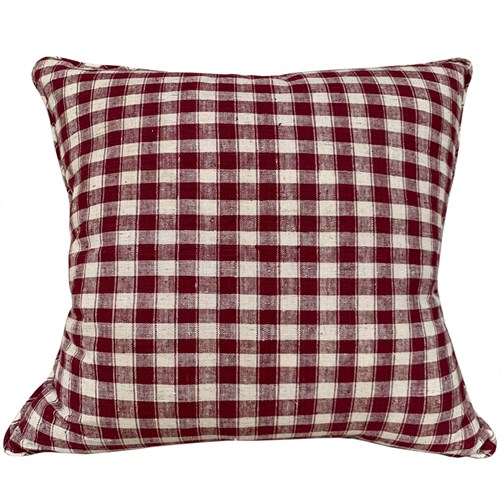 Checked Cushions, Berry And Natural