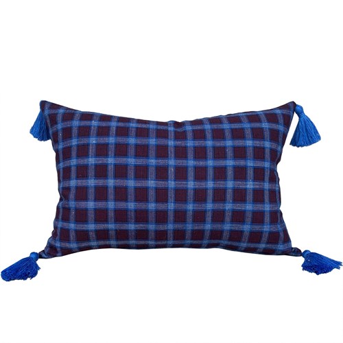 Blue And Blackberry Checked Cushions