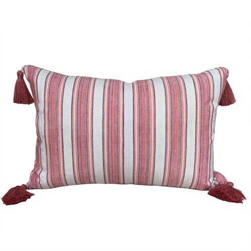 Pink Striped Cushions With Tassels