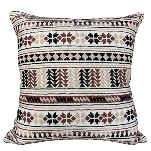 Akha Embroidered Pillow, Black And Brown