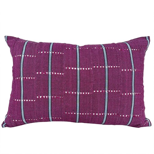 Yoruba Cushion, Pink With Blue Stripe
