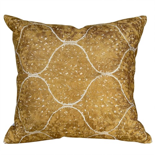 Gold Silk Embroidered Cushion