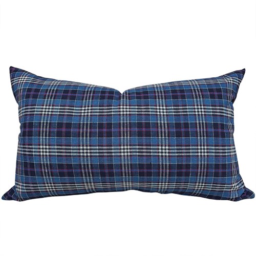 Large Indigo Checked Cushion