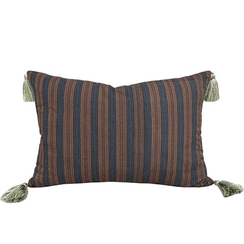 Brown Striped Cushions With Green Tassels