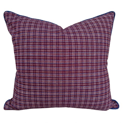 Berry Check Cushion With Contrast Piping