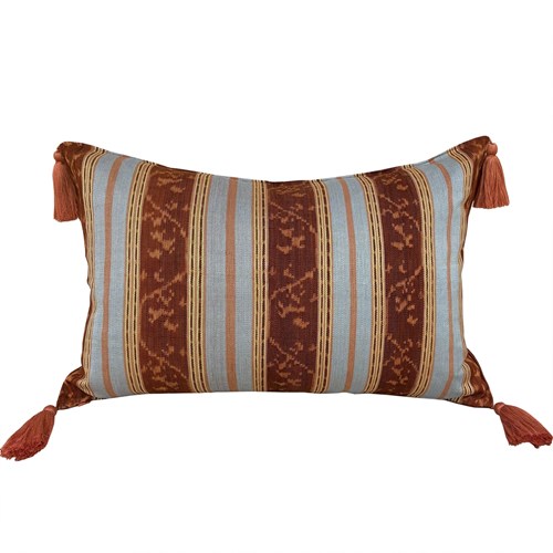 Flores Sikka Ikat Cushions, Blue & Brown Stripes