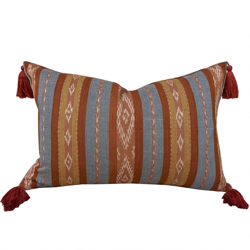 Flores Sika Ikat Cushions, Rust And Blue