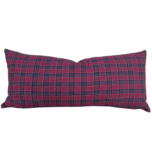 Raspberry Pink Plaid, Long Cushion