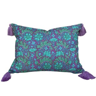 Green And Lilac Floral With Tassels...