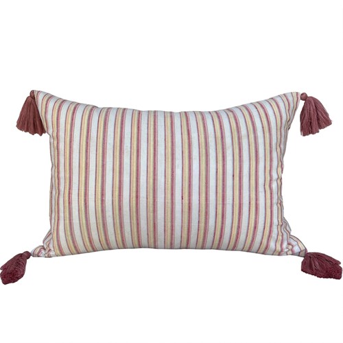 Pink And Yellow Cushions With Tassels