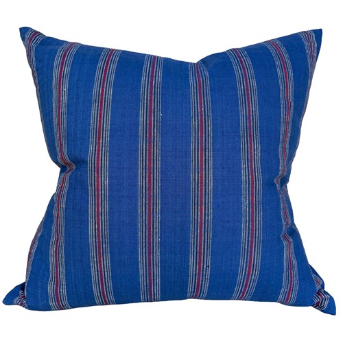 Blue Cushions With Red Stripes