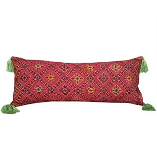 Swat Cushion With Green Tassels