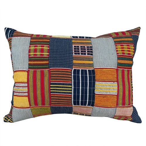 Ewe Kente Cushions, Blue And Yellow