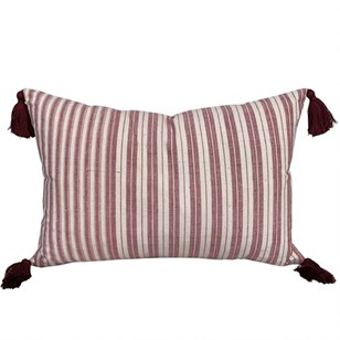 Red Ticking Striped Cushions With T...