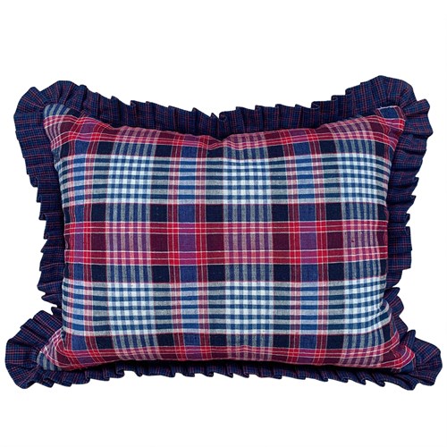 Songjiang Checked Cushion With Pleated Trim