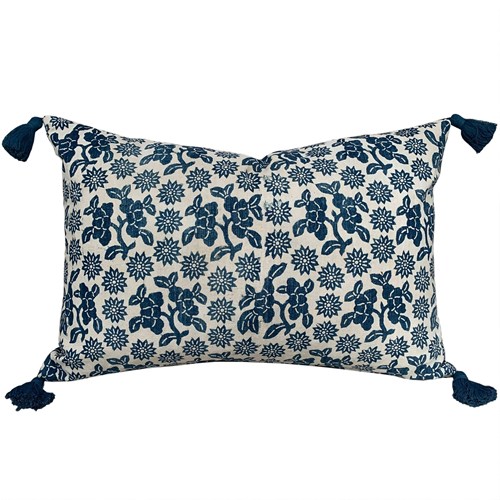 Indigo Resist Cushions With Tassels