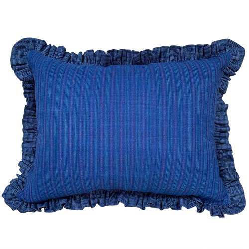 Indigo Cushion With Ruffle Trim