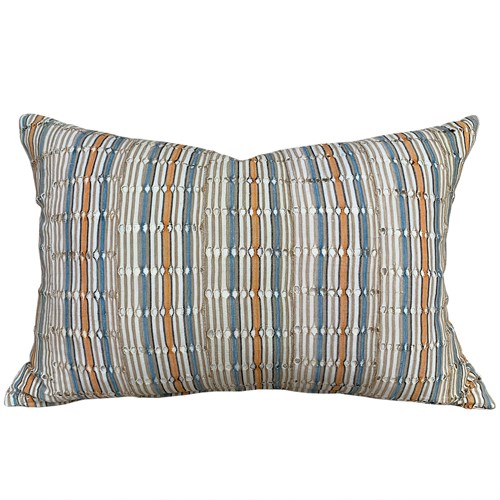 Yoruba Cushion, Orange & Blue Stripes