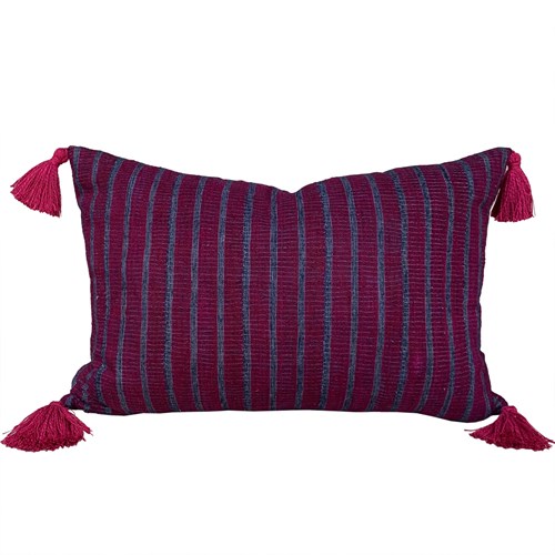 Yoruba Cushions With Tassels, Berry