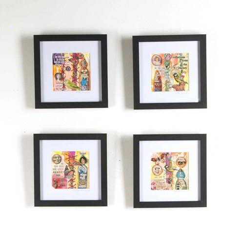 Set of Four Contemporary Collages in Mixed Media