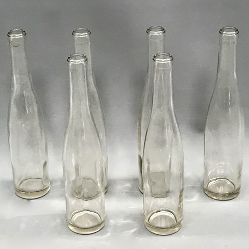 Set of  six 1950s French Glass Juice Bottles