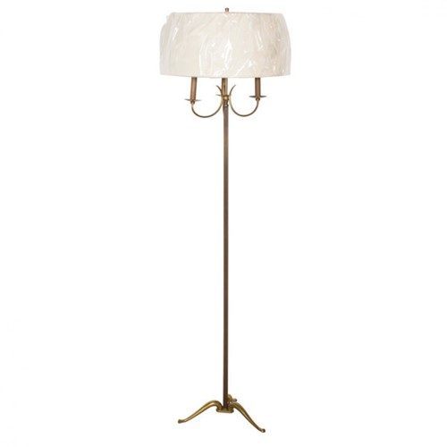 Floor Lamp in Patinated Brass by Lunel