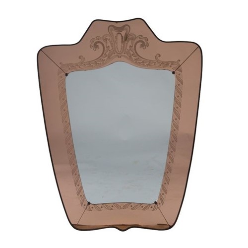 Large, Impressive Brass Framed Mirror by Brusotti