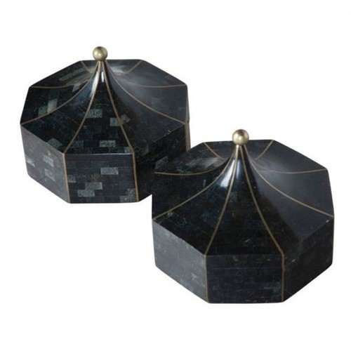 Pair of Tessellated Stone Boxes by Maitland Smith 