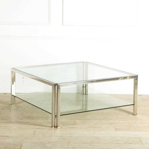 Large Nickel Coffee Table by Peter Ghyczy