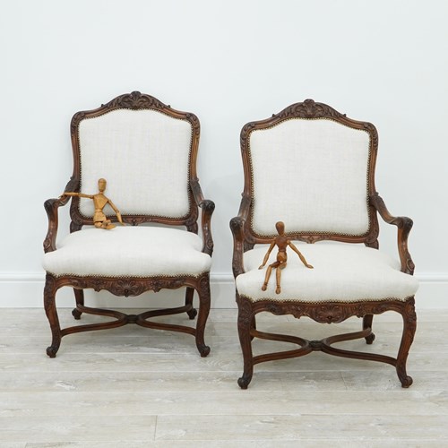 Pair Of  Carved Walnut Chairs