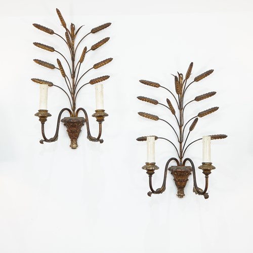 Pair Of Wheatsheaf Wall Sconces