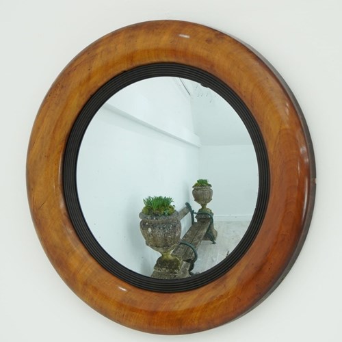 Circular Fruitwood Convex Mirror