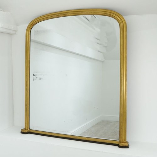 English Arch Top Overmantle Mirror