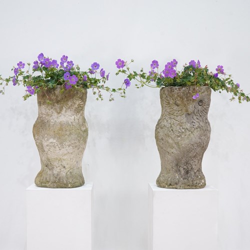 Pair Of Owl Planters