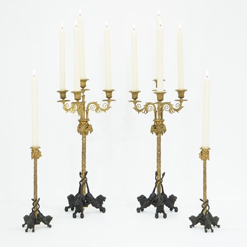 Bronze ﻿Candelabra And Candlesticks