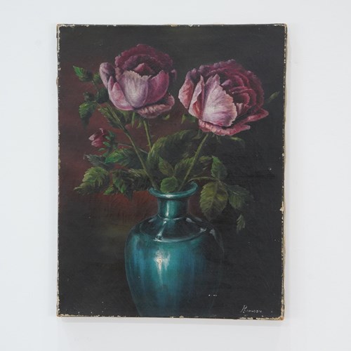Roses In Vase Oil Painting