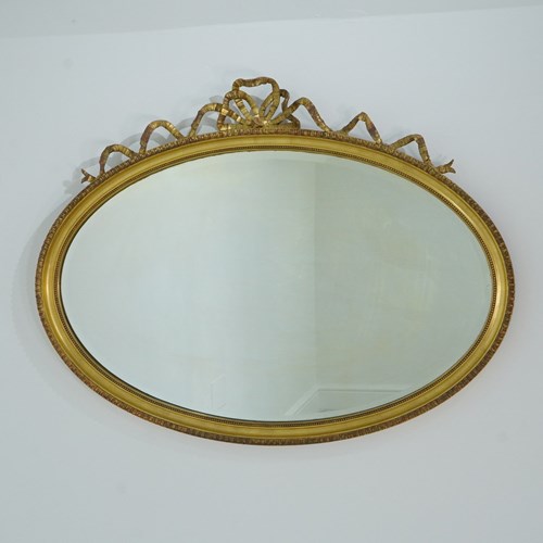 Oval Ribbon Crested Mirror