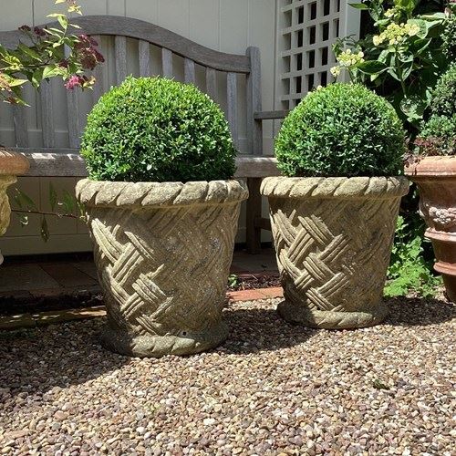 Pair Of Lattice Planters