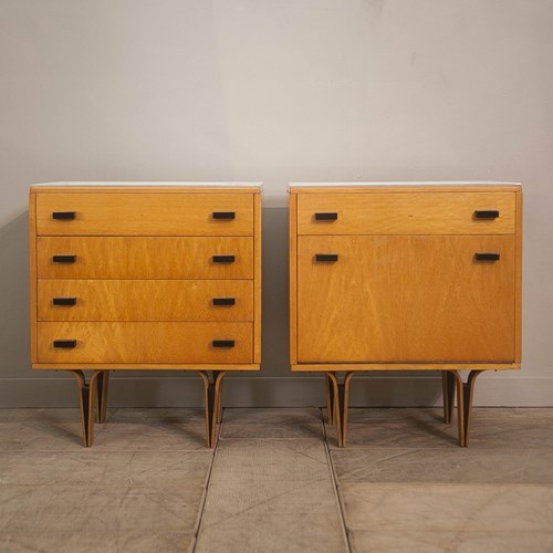 Pair Of Mid - Century Bedside Cabinets