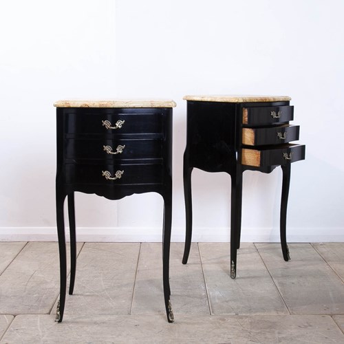 Pair Of  Ebonised Bedside Cabinets