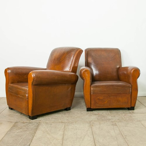 Pair French Club Chairs