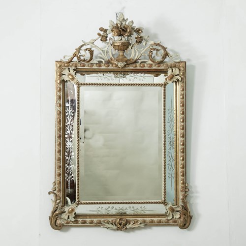 French 19Th Century Gilded Cushion Mirror