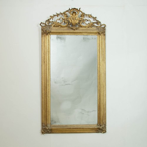 French Giltwood Ripple Mirror