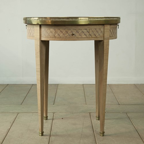 Parquetry Boulette Table With Marble Top