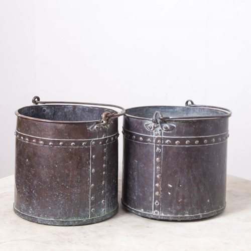 Pair of Copper Peat Buckets