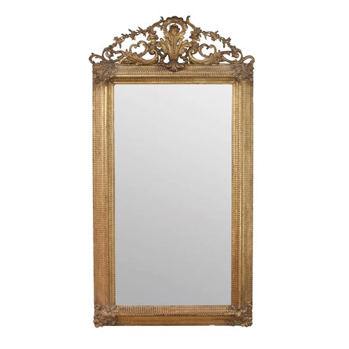 French Giltwood Ripple Mirror