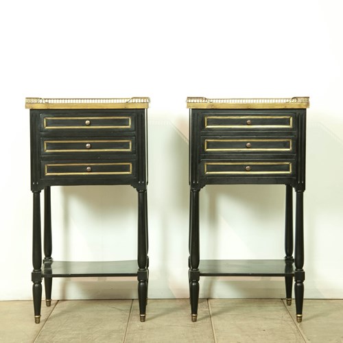 Pair Of Ebonised Bedside Cabinets