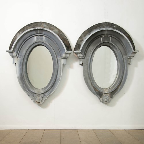 Pair Of Zinc ,Oeil De Boeuf ' Mirrors 